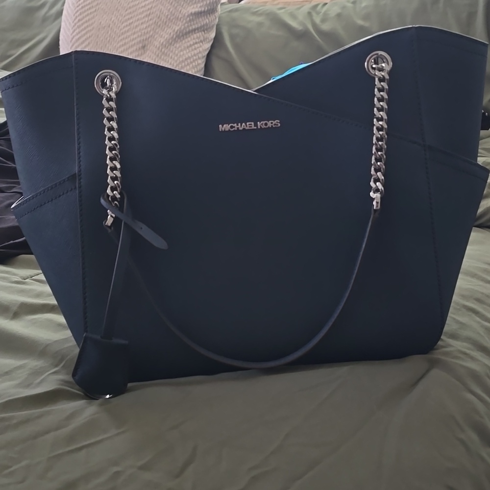 Michael Kors Navy Chain-Handle Tote